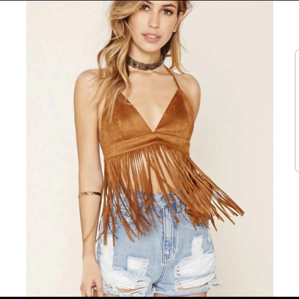Suede Fringe Top